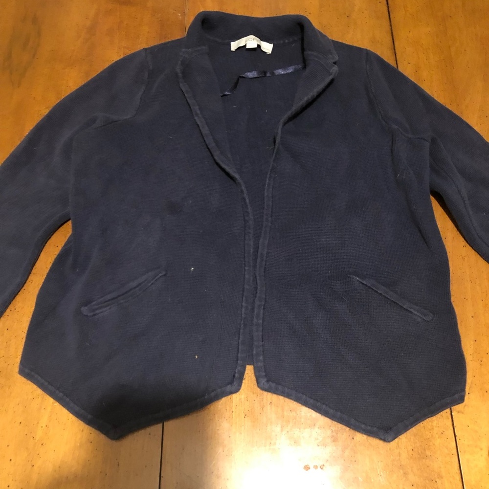 Small petite ann taylor loft navy 100% cotton jacket